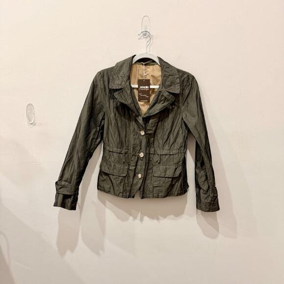 Luciano Barbera Button-Front Windbreaker Jacket Green Women's Size 42 IT / US 6 - Picture 1 of 4